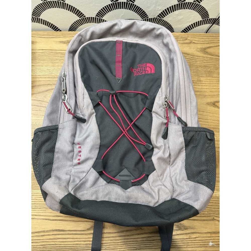 THE NORTH FACE Women's Jester Laptop Backpack Commuter Grey/Pink Cerise School